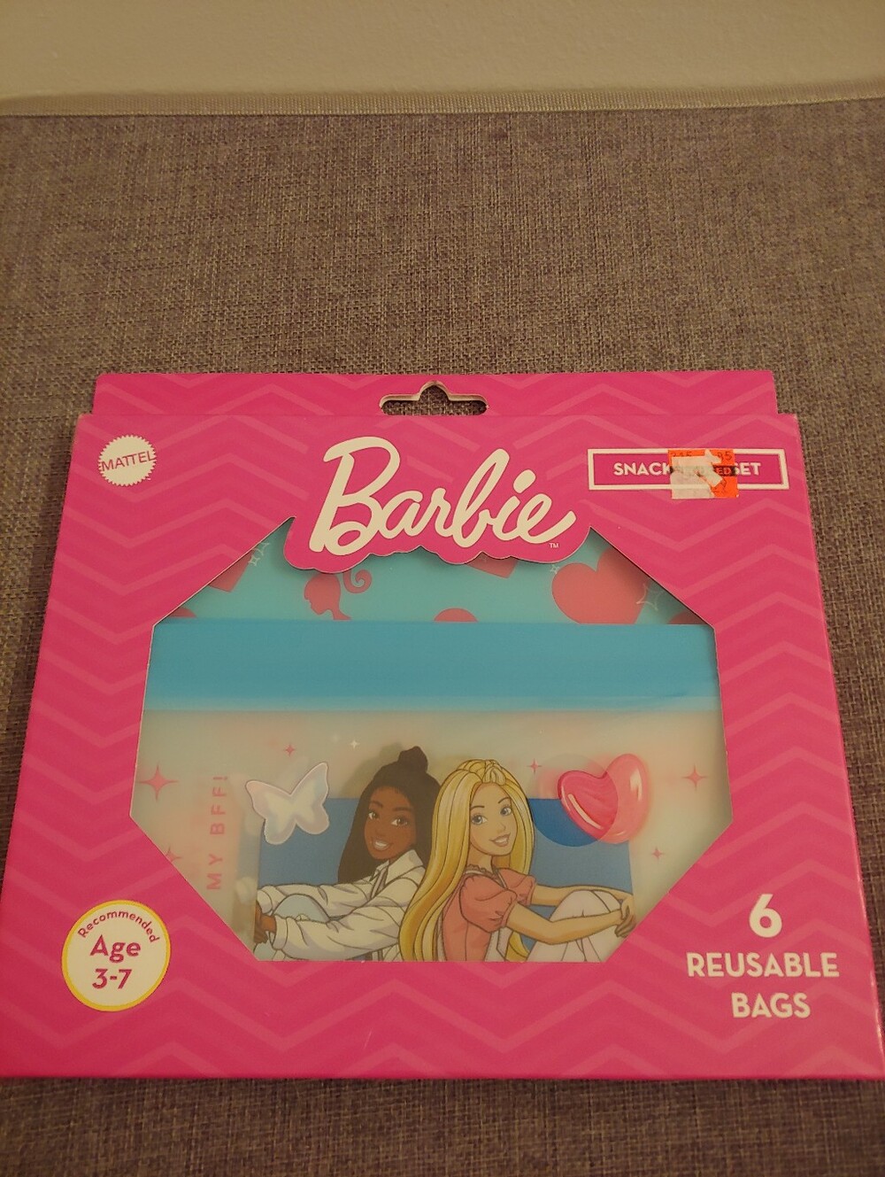 Barbie Pink & Teal Reusable Snack Bag Set